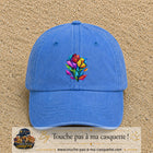 Image principale casquette Bleu ciel délavé avec motif Bouquet de cristaux 7 cm