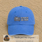 Image principale produit119moyenBLC - casquette Bleu ciel délavé avec visuel Télé tu parles trop 5 cm