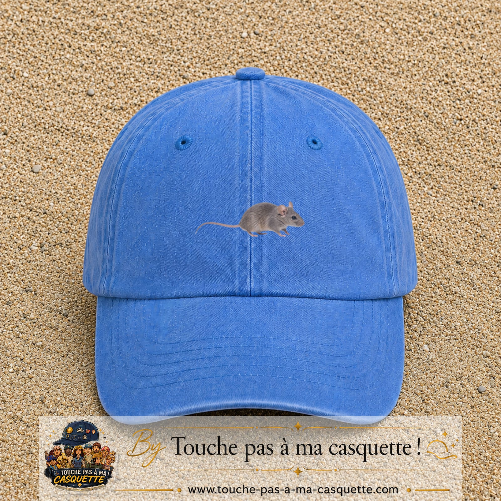 Image principale produit73petitBLC - casquette Bleu ciel délavé avec visuel Souris 3 cm