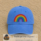 Image principale produit187grosBLC - casquette Bleu ciel délavé avec visuel Arc-en-ciel 7 cm
