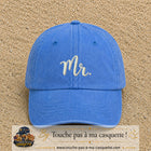 Image principale produit111moyenBLC - casquette Bleu ciel délavé avec visuel Mr blanc 5 cm