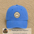 Image principale produit178grosBLC - casquette Bleu ciel délavé avec visuel Smiley 7 cm