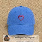 Image principale produit138moyenBLC - casquette Bleu ciel délavé avec visuel Cœur rouge 5 cm