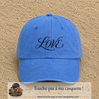 Image principale produit131moyenBLC - casquette Bleu ciel délavé avec visuel Love calligraphie 5 cm