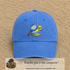 Image principale produit81grosBLC - casquette Bleu ciel délavé avec visuel Tennis court raquette 7 cm