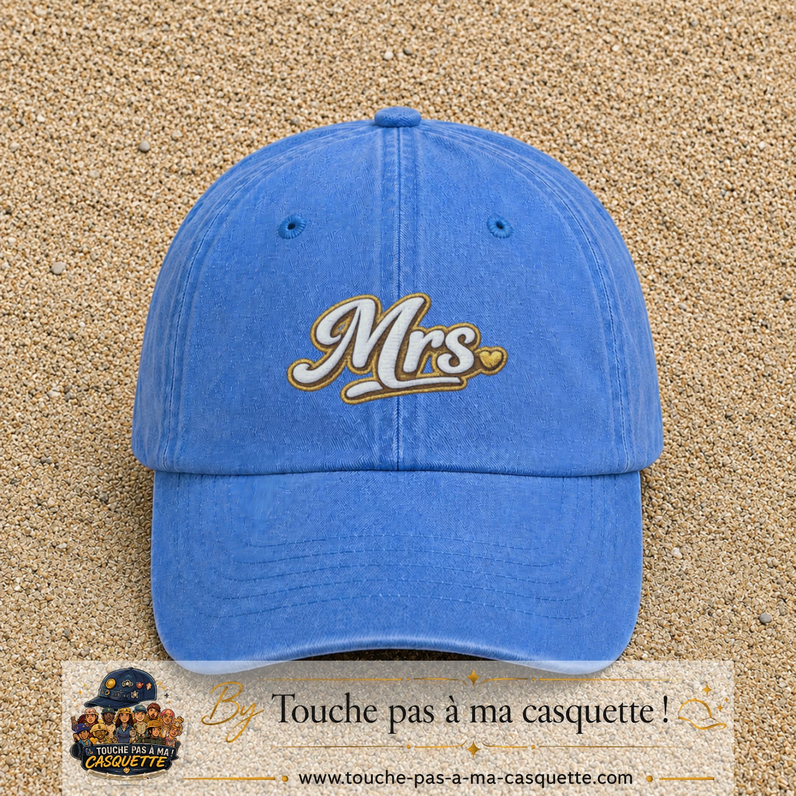 Image principale produit112moyenBLC - casquette Bleu ciel délavé avec visuel Mrs élégante 5 cm