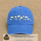 Image principale produit36grosBLC - casquette Bleu ciel délavé avec visuel Guirlande de marguerites 7 cm