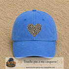 Image principale produit68grosBLC - casquette Bleu ciel délavé avec visuel Cœur léopard 7 cm