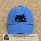 Image principale produit6grosBLC - casquette Bleu ciel délavé avec visuel Chat noir adorable 7 cm
