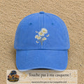 Image principale produit21grosBLC - casquette Bleu ciel délavé avec visuel Bouquet de marguerites 7 cm