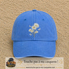 Image principale produit21grosBLC - casquette Bleu ciel délavé avec visuel Bouquet de marguerites 7 cm