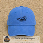 Image principale produit127moyenBLC - casquette Bleu ciel délavé avec visuel Cheval au galop 5 cm