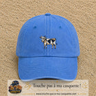 Image principale produit149moyenBLC - casquette Bleu ciel délavé avec visuel Vache géométrique 5 cm