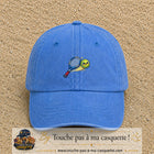 Image principale produit80moyenBLC - casquette Bleu ciel délavé avec visuel Tennis raquette balle 5 cm