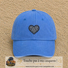 Image principale produit96moyenBLC - casquette Bleu ciel délavé avec visuel Cœur léopard simple 5 cm