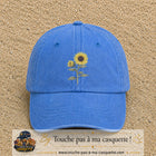 Image principale produit12grosBLC - casquette Bleu ciel délavé avec visuel Tournesol avec tige 7 cm