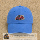 Image principale produit93moyenBLC - casquette Bleu ciel délavé avec visuel Voiture rouge 5 cm