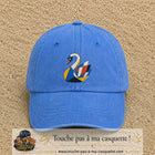 Image principale produit163grosBLC - casquette Bleu ciel délavé avec visuel Cygne géométrique 7 cm