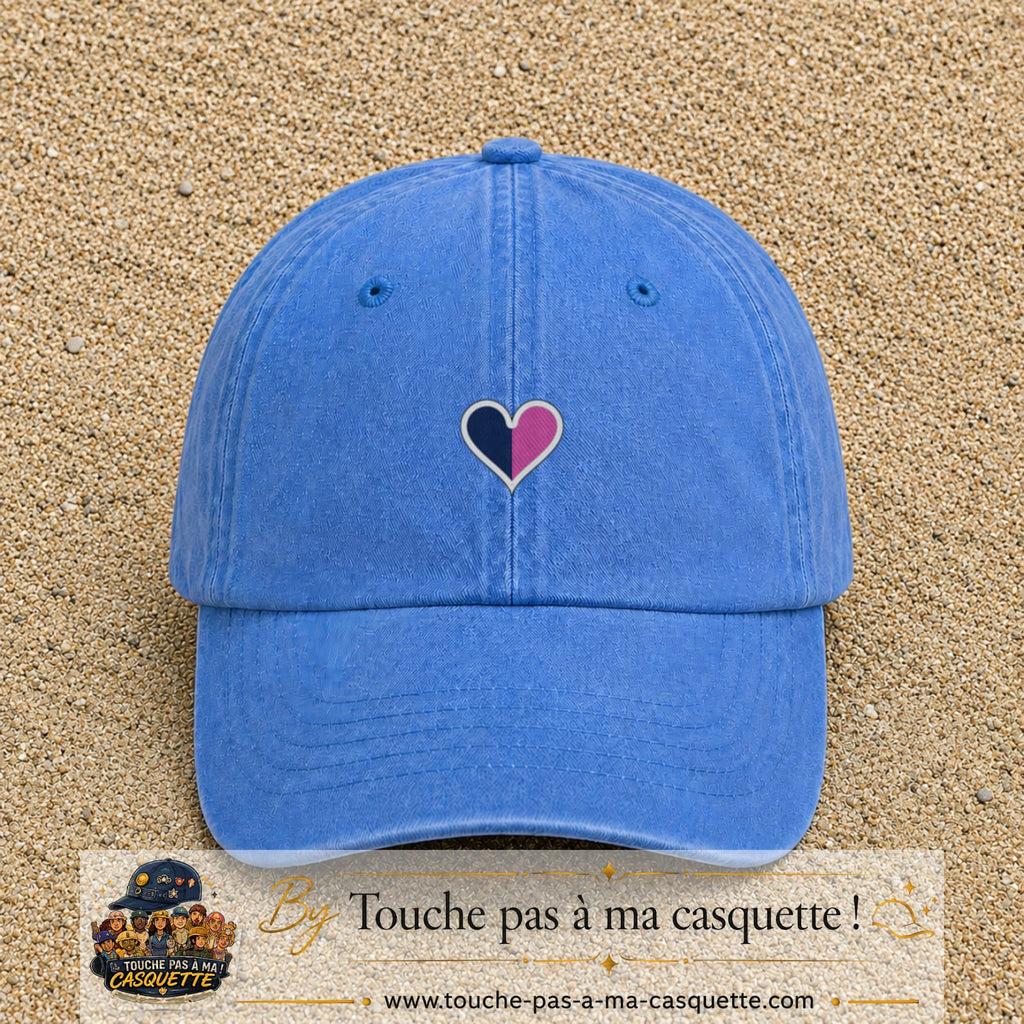 Image principale produit116petitBLC - casquette Bleu ciel délavé avec visuel Cœur bicolore 3 cm