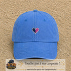 Image principale produit116petitBLC - casquette Bleu ciel délavé avec visuel Cœur bicolore 3 cm