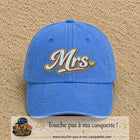 Image principale produit112grosBLC - casquette Bleu ciel délavé avec visuel Mrs élégante 7 cm