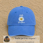 Image principale produit29grosBLC - casquette Bleu ciel délavé avec visuel Hello sunshine marguerite blanc 7 cm