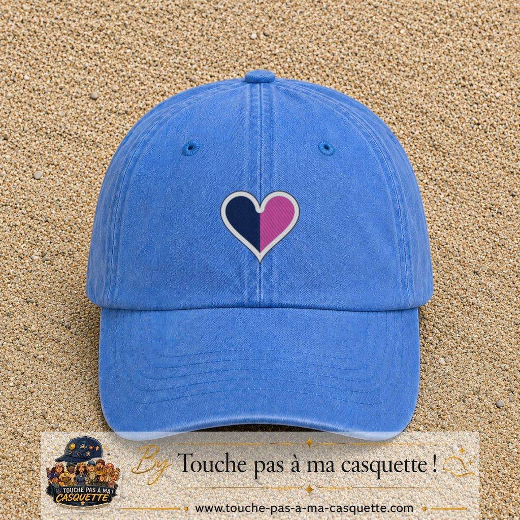 Image principale produit116moyenBLC - casquette Bleu ciel délavé avec visuel Cœur bicolore 5 cm