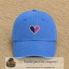 Image principale produit116moyenBLC - casquette Bleu ciel délavé avec visuel Cœur bicolore 5 cm