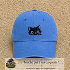 Image principale produit6moyenBLC - casquette Bleu ciel délavé avec visuel Chat noir adorable 5 cm