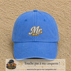 Image principale produit110moyenBLC - casquette Bleu ciel délavé avec visuel Mr élégant 5 cm