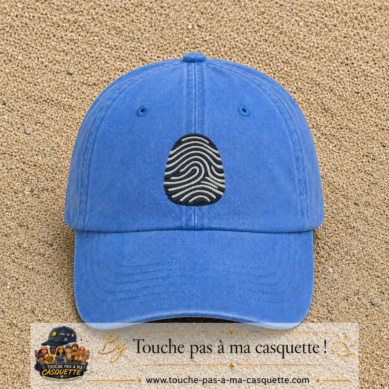 Image principale produit95grosBLC - casquette Bleu ciel délavé avec visuel Empreinte digitale 7 cm