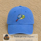 Image principale produit80grosBLC - casquette Bleu ciel délavé avec visuel Tennis raquette balle 7 cm