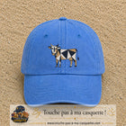 Image principale produit149grosBLC - casquette Bleu ciel délavé avec visuel Vache géométrique 7 cm