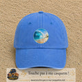 Image principale produit175grosBLC - casquette Bleu ciel délavé avec visuel Vague plage 7 cm