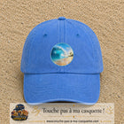 Image principale produit175grosBLC - casquette Bleu ciel délavé avec visuel Vague plage 7 cm