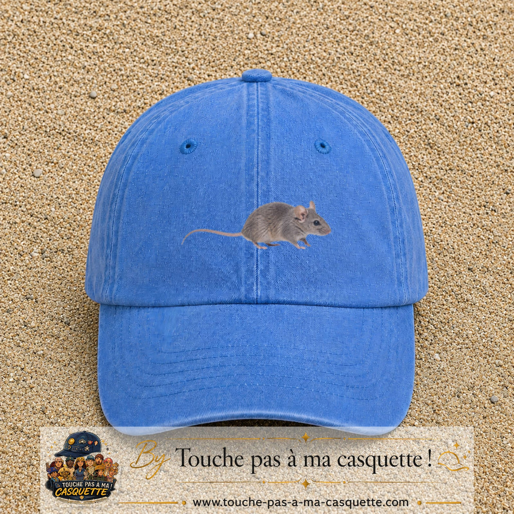 Image principale produit73moyenBLC - casquette Bleu ciel délavé avec visuel Souris 5 cm