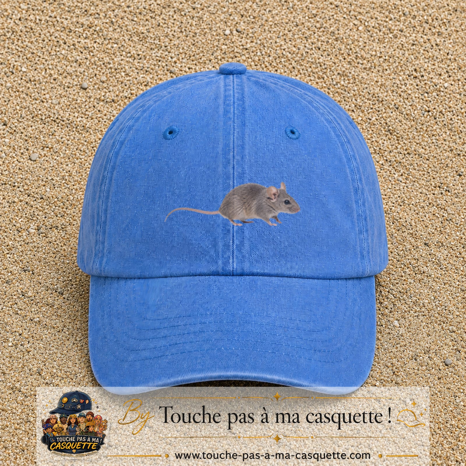 Image principale produit73moyenBLC - casquette Bleu ciel délavé avec visuel Souris 5 cm
