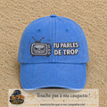 Image principale produit119grosBLC - casquette Bleu ciel délavé avec visuel Télé tu parles trop 7 cm