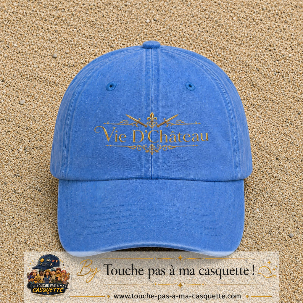 Image principale produit53moyenBLC - casquette Bleu ciel délavé avec visuel Vie de Château 5 cm