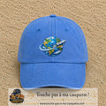 Image principale produit82grosBLC - casquette Bleu ciel délavé avec visuel Monde avion 7 cm