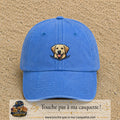 Casquette Bleu ciel délavé 100% coton avec motif Chien labrador souriant 5 cm - image principale