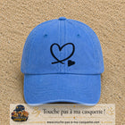 Casquette baseball Bleu ciel délavé 100% coton avec visuel Cœur noir dessiné 7 cm - image produit principale