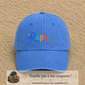 Casquette baseball Bleu ciel délavé 100% coton avec visuel Prénom Raphaël coloré 7 cm - image produit principale
