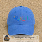 Casquette baseball Bleu ciel délavé 100% coton avec visuel Prénom Raphaël coloré 7 cm - image produit principale
