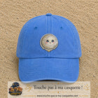 Casquette Bleu ciel délavé motif Lune kawaii 7 cm - vue principale