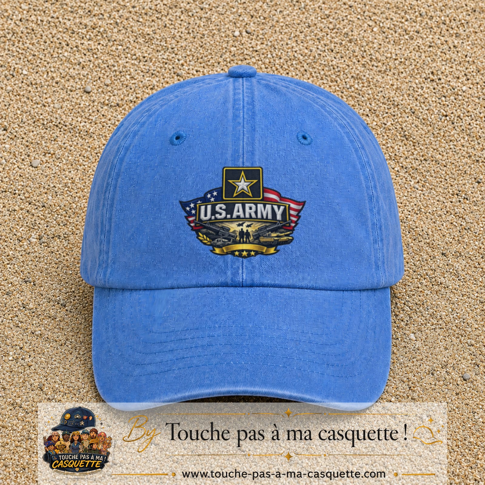 Casquette Bleu ciel délavé motif Emblème U.S. Army 7 cm - vue principale