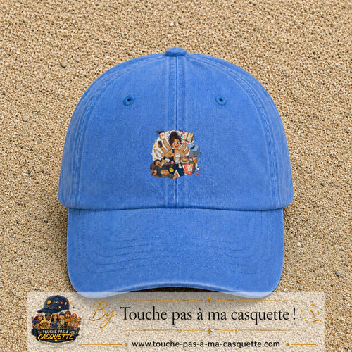 Casquette baseball Bleu ciel délavé 100% coton avec visuel Maman multitâche 5 cm - image produit principale