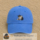 Casquette baseball Bleu ciel délavé 100% coton avec motif Chien joueur 5 cm - image principale