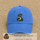 Casquette baseball Bleu ciel délavé 100% coton avec visuel Cobra cartoon 7 cm - image produit principale