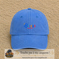Casquette baseball Bleu ciel délavé 100% coton avec visuel Bisous coloré 3 cm - image produit principale